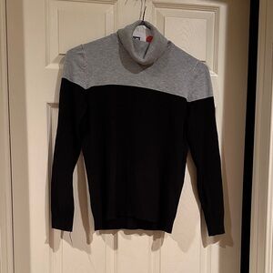 Gray and Black Turtleneck Sweater